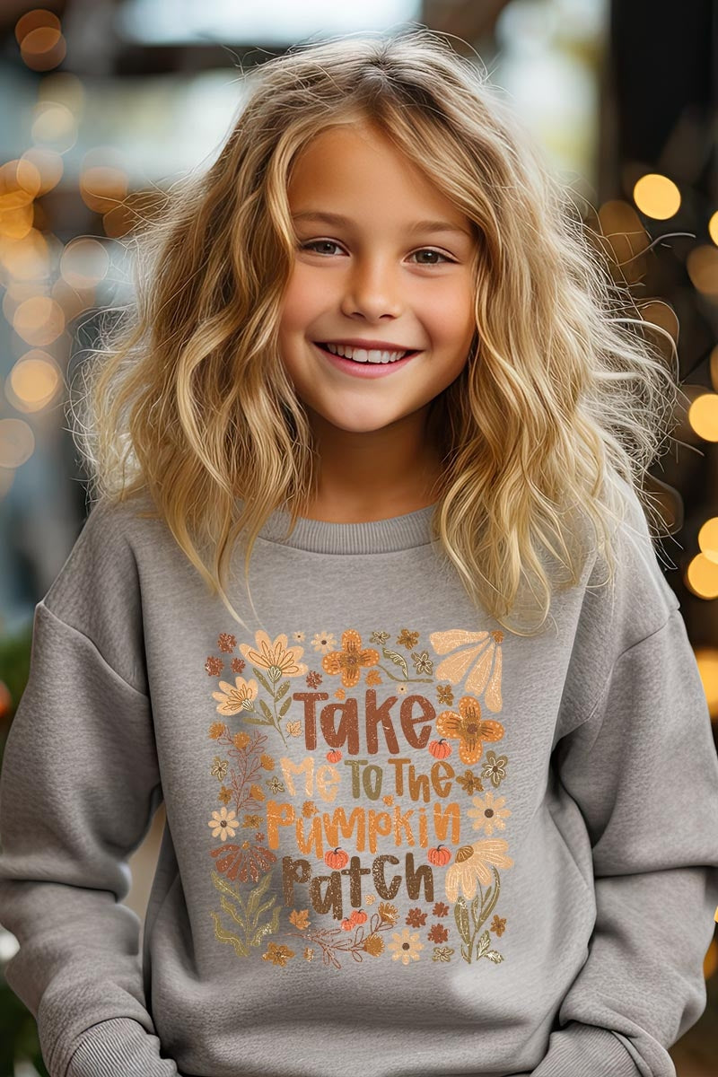 UL180B-E3136Z Take Me To The Pumpkin Patch Kids Graphic Sweatshirt $20