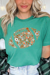 US3001P-E3133 Floral Football Graphic Plus Tee $16