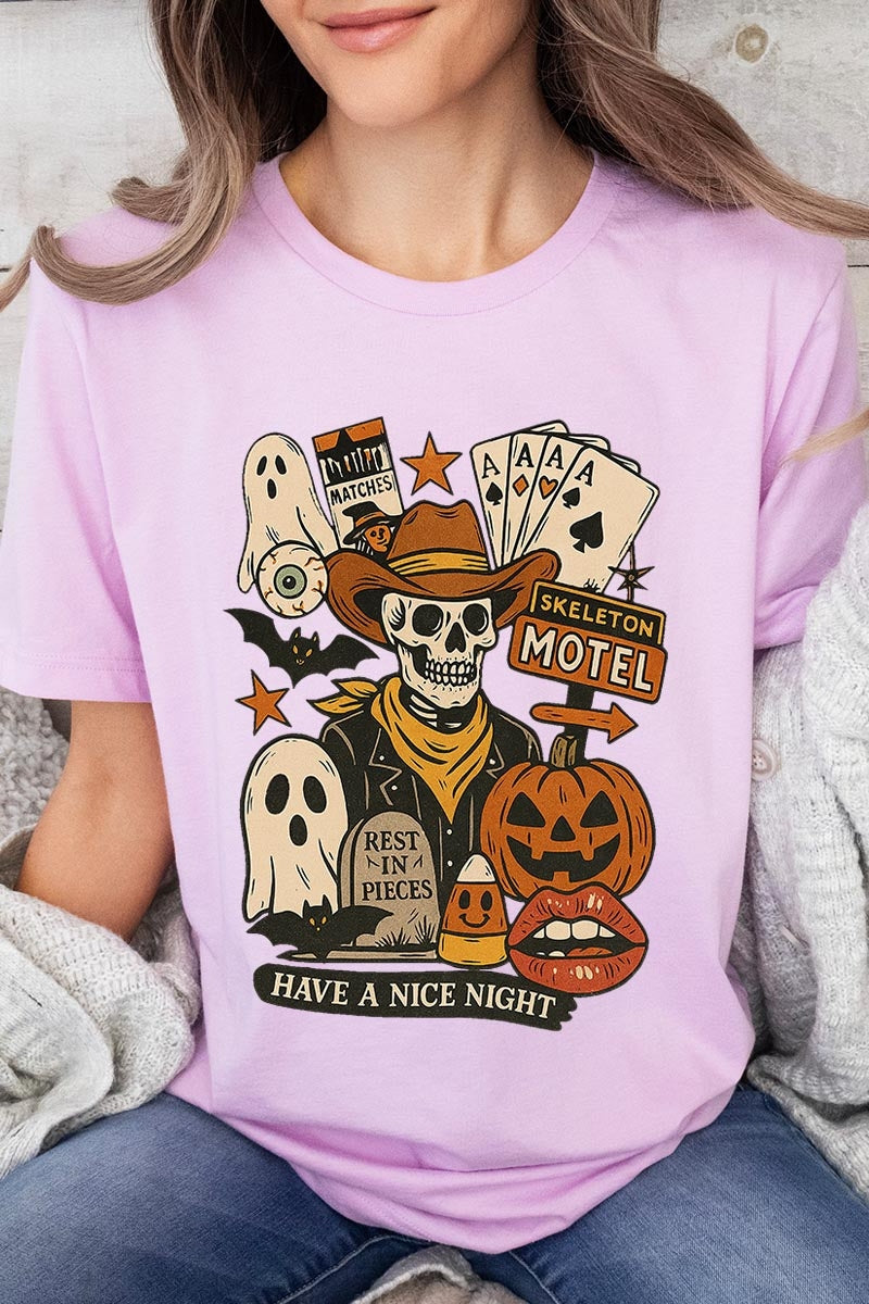 US3001-E3107 Spooky Western Skeleton Graphic Tee $12.5