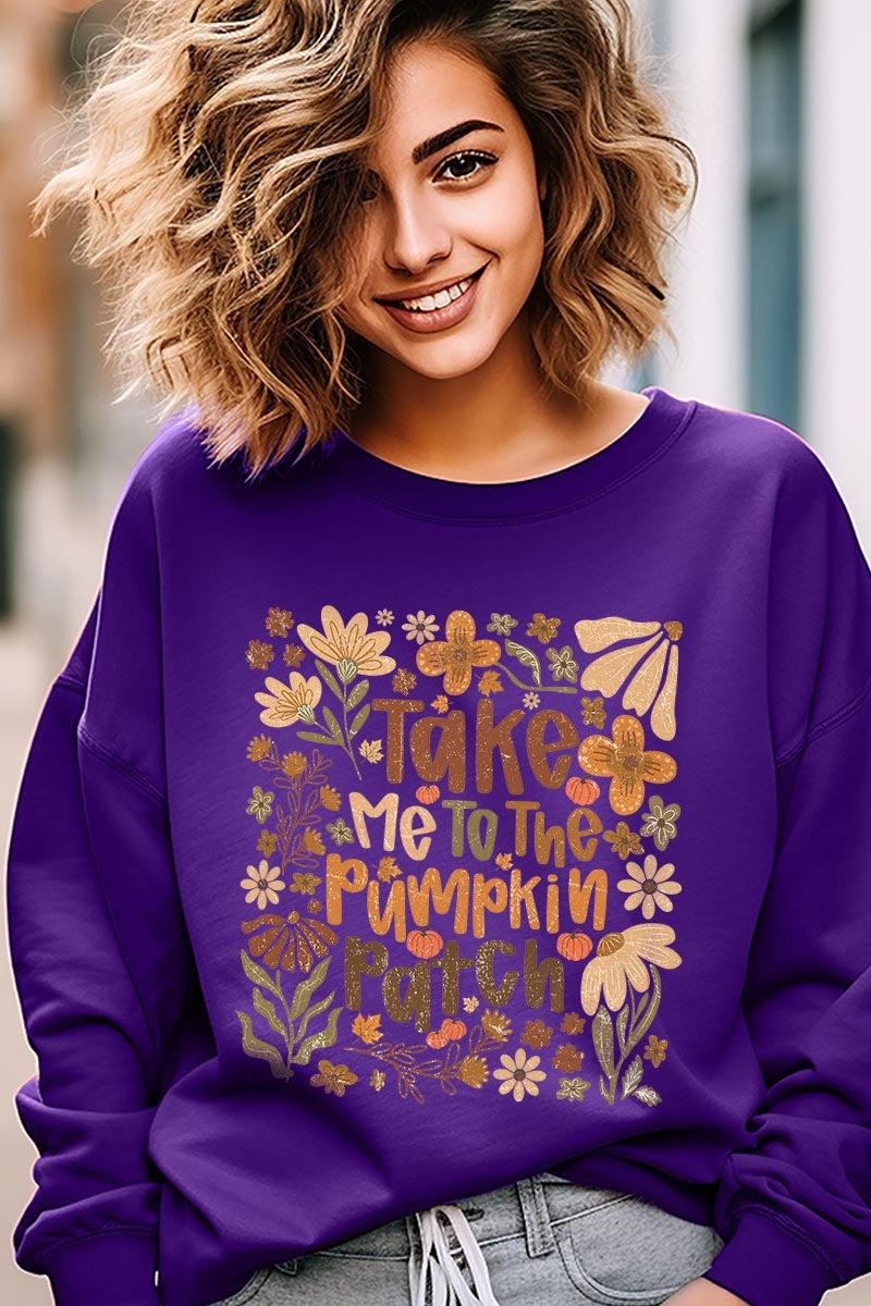 UL180P-E3136 Take Me To The Pumpkin Patch Plus Sweatshirt $25