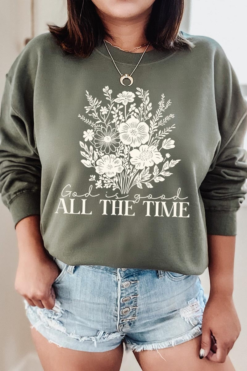UL180-E3116 God Is Good Floral Graphic Sweatshirt $20