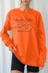 UL240P-E3214 Be the Light Christian Graphic Plus Long Sleeve Tee $17