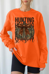 UL240P-E3190 Hunting Pumpkin Bow Graphic Plus Long Sleeve Tee $17