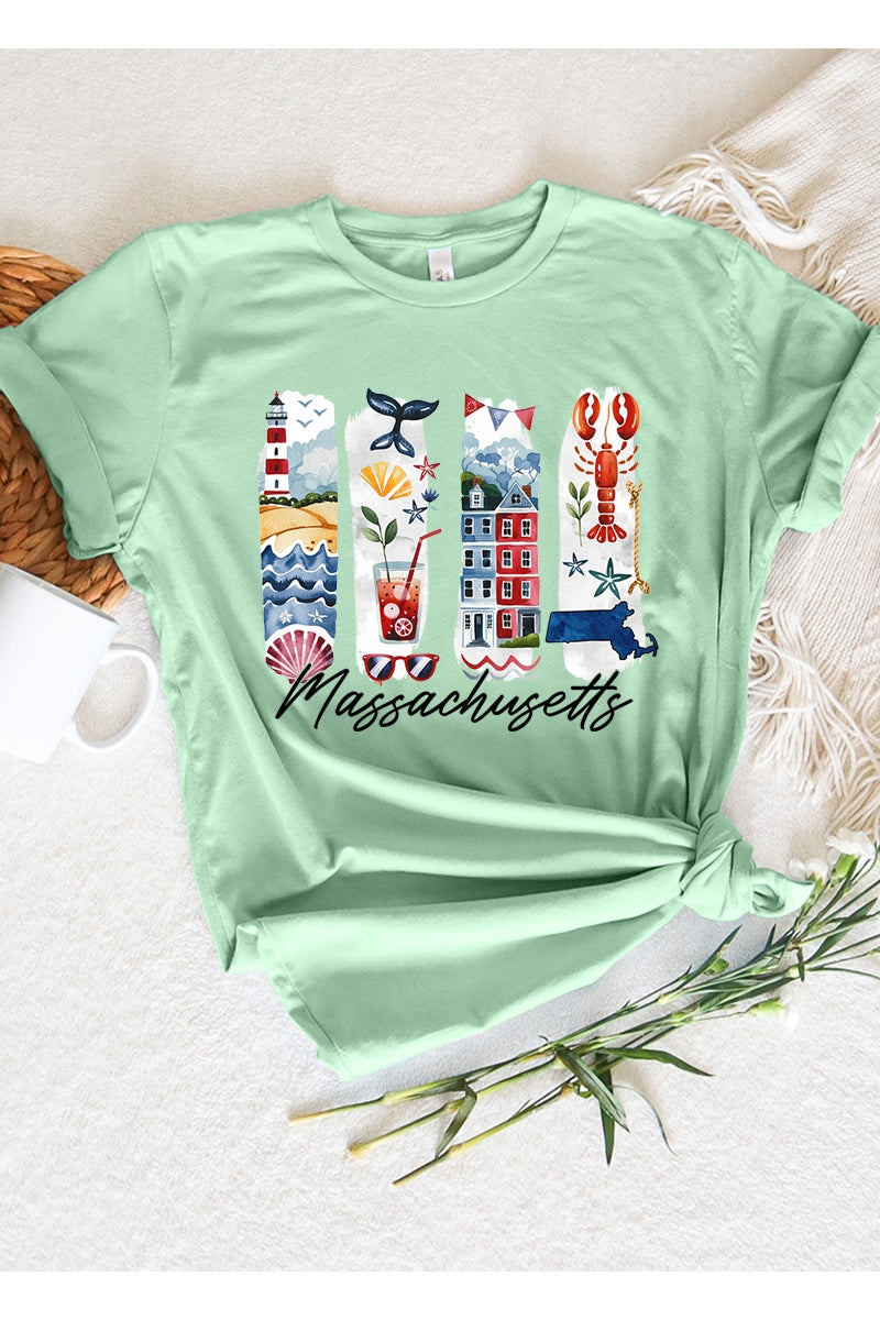 US3001P-E3061MA Massachusetts State Brushstroke Graphic Plus Tee $16
