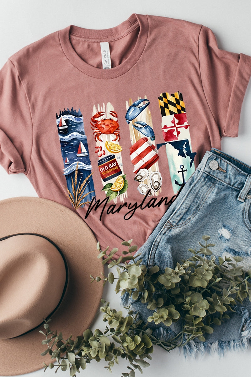 US3001-E3061MD Maryland State Brushstroke Graphic Tee $12.5