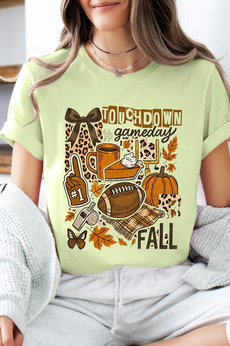 US3001-E3134 Fall Football Collage Graphic Tee $12.5