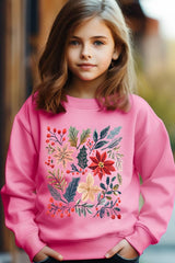 UL180B-E3186Z Floral Christmas Kids Graphic Sweatshirt $20