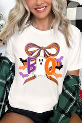 US3001-E3120 Boo Brushstroke Bow Graphic Tee $12.5