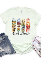 US3001P-E3061ND North Dakota State Brushstroke Graphic Plus Tee $16