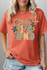 5000-E3154 Give Thanks Bow Graphic Heavy Cotton Tee $9