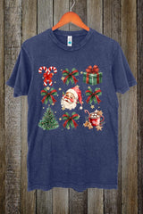 LS002-E3217 Santa Gifts & Bows Christmas Graphic Vintage Tee $15.5