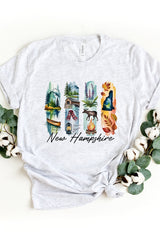 US3001P-E3061NH New Hampshire State Brushstroke Graphic Plus Tee $16