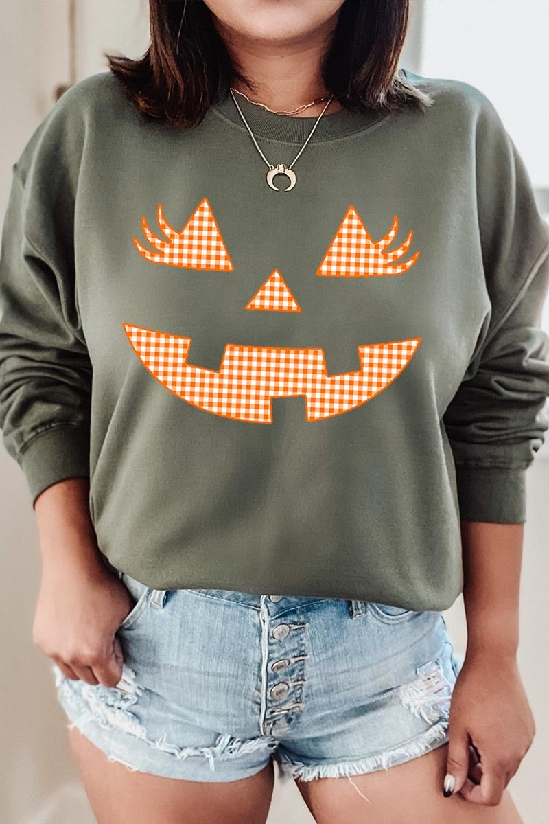UL180-E3148 Cute Pumpkin Halloween Graphic Sweatshirt $20