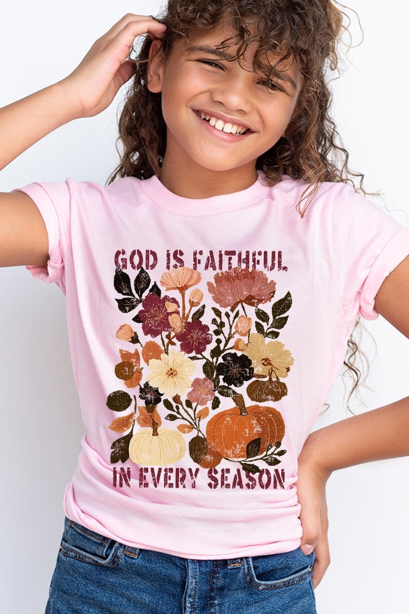 US3001Y-E3171Z Faithful In Every Season Kids Graphic Tee $11