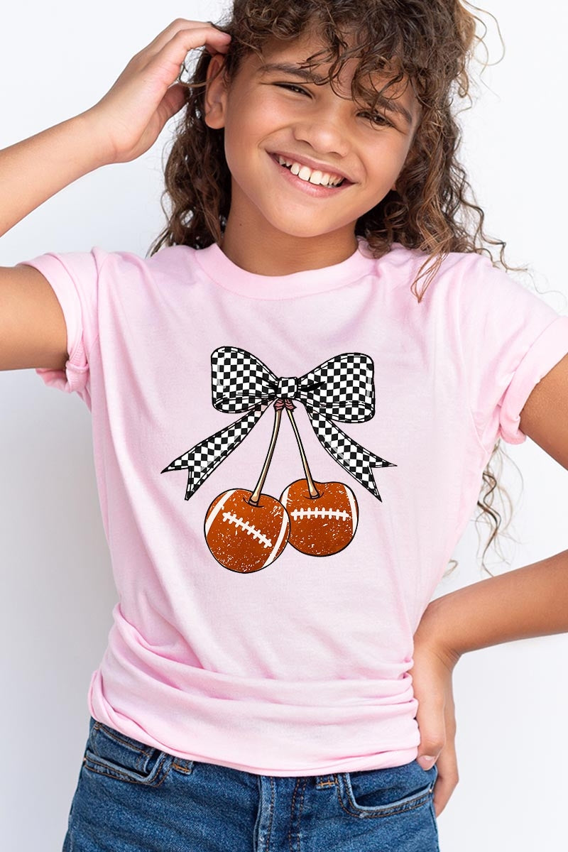 US3001Y-E3055Z Football Cherries Kids Graphic Tee $11