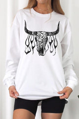 UL240-E3176 Western Bullskull Graphic Long Sleeve Tee $13.75