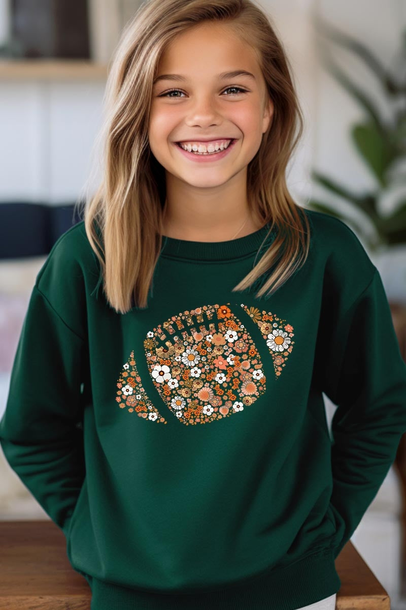 UL180B-E3133Z Floral Football Kids Graphic Sweatshirt $20
