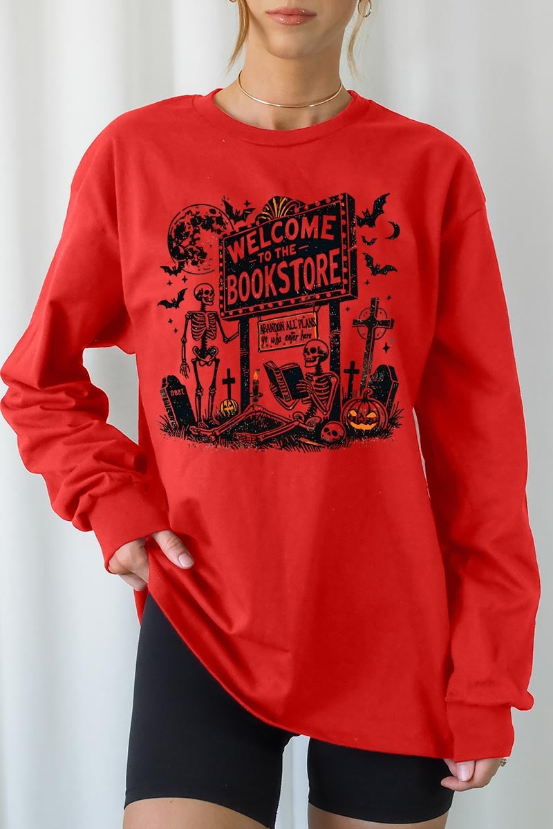 UL240-E3122 Bookstore Halloween Graphic Long Sleeve Tee $13.75