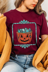 US3001P-E3140 Halloween turquoise pumpkin Graphic Plus Tee $16