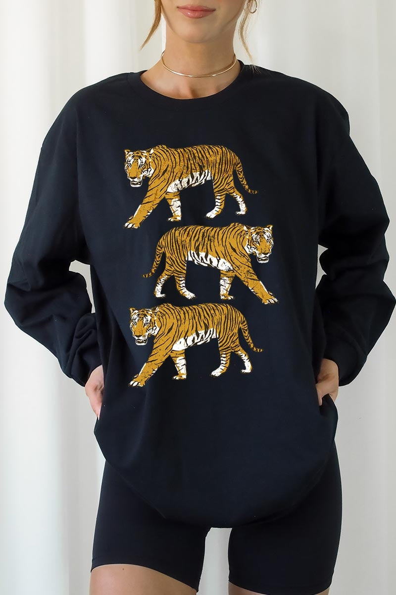 UL240-E3104 Retro Tigers Graphic Long Sleeve Tee $13.75