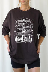 UL240-E3189 Ski Lodge Signs Graphic Long Sleeve Tee $13.75