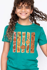 US3001Y-E3110Z Brushstroke Boho Fall Kids Graphic Tee $11