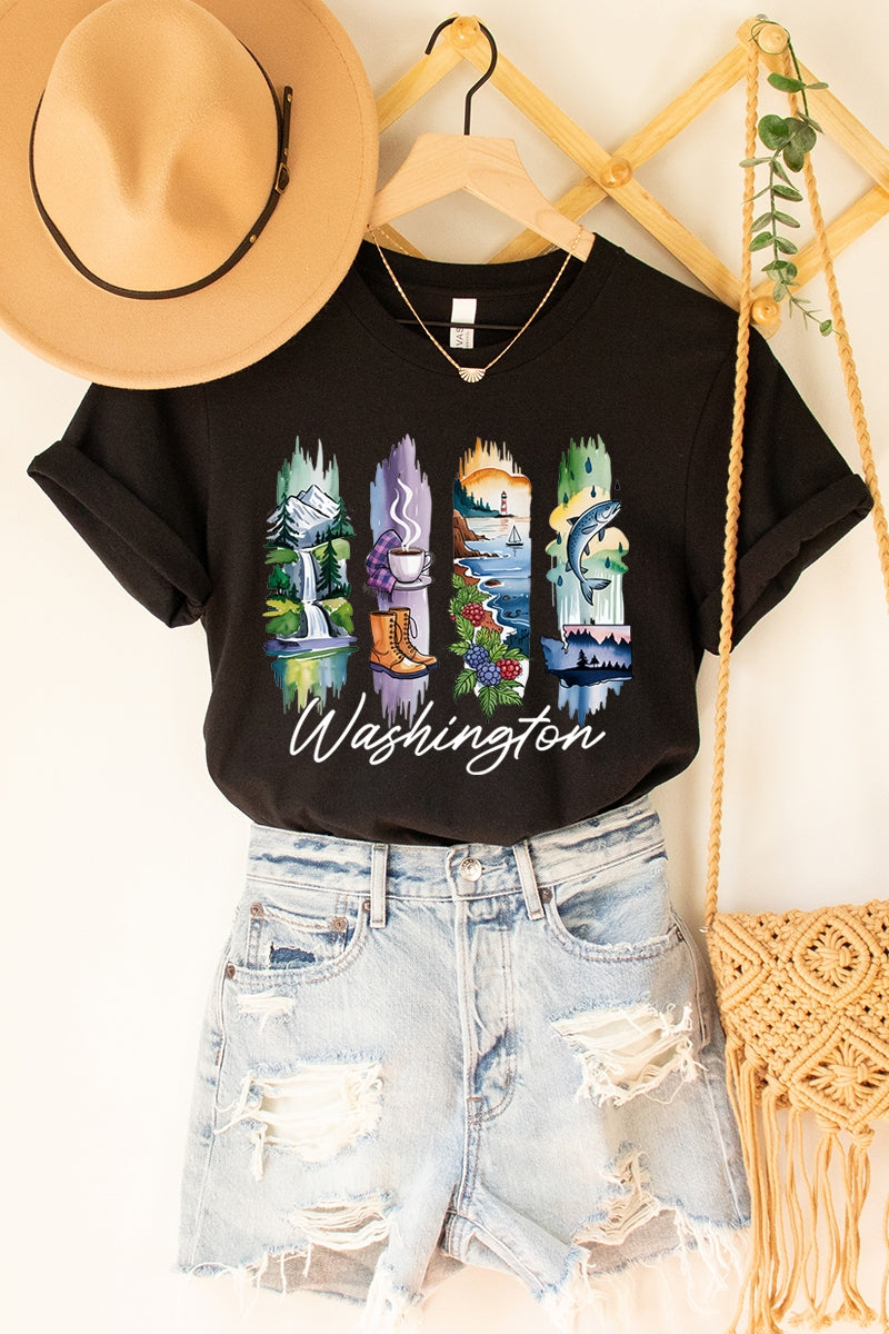 US3001-E3061WA Washington State Brushstroke Graphic Tee $12.5