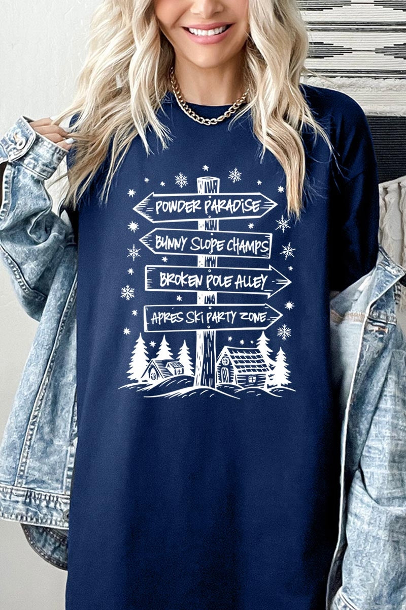 5000-E3189 Ski Lodge Signs Graphic Heavy Cotton Tee $9