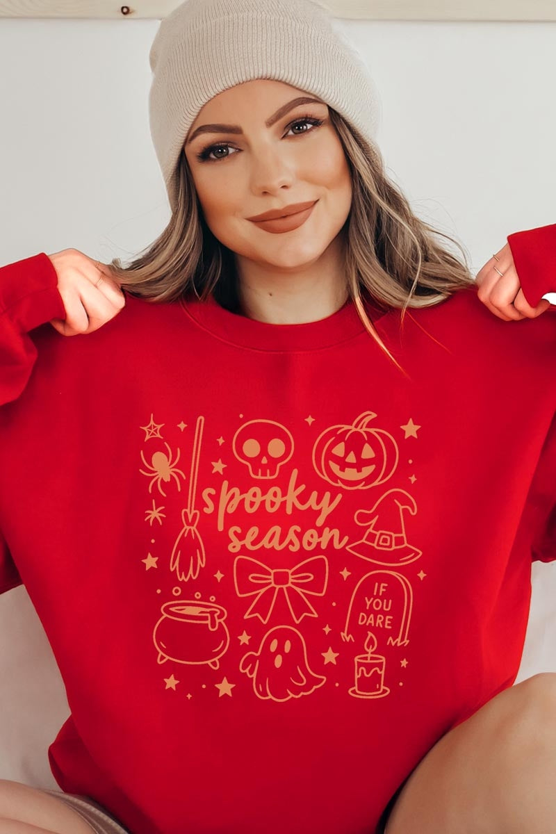 UL180-E3141 Halloween Doodle Graphic Sweatshirt $20