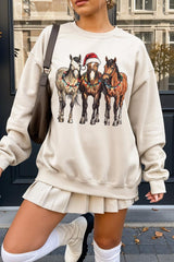 UL180P-E3182 Christmas Horses Graphic Plus Sweatshirt $25