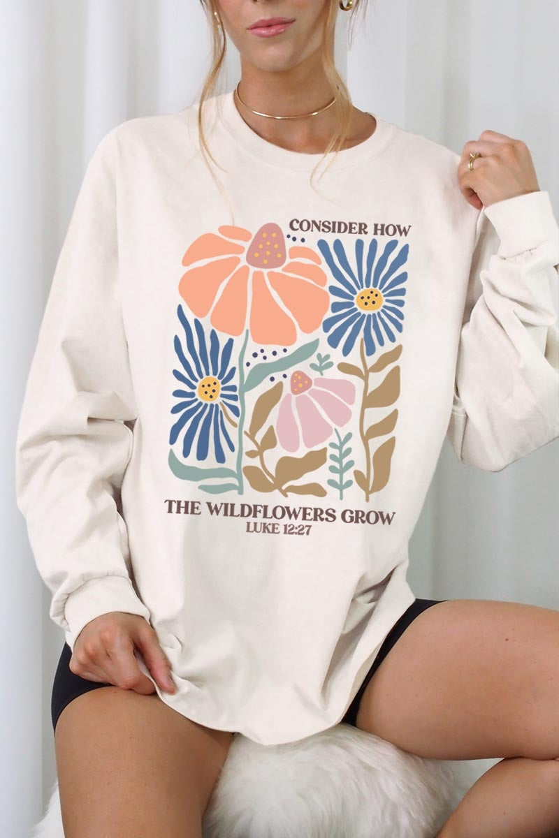 UL240P-E3067 Consider the Wildflowers Plus Long Sleeve Tee $17