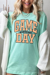US3001P-E3129 Orange Gingham Game Day Graphic Plus Tee $16