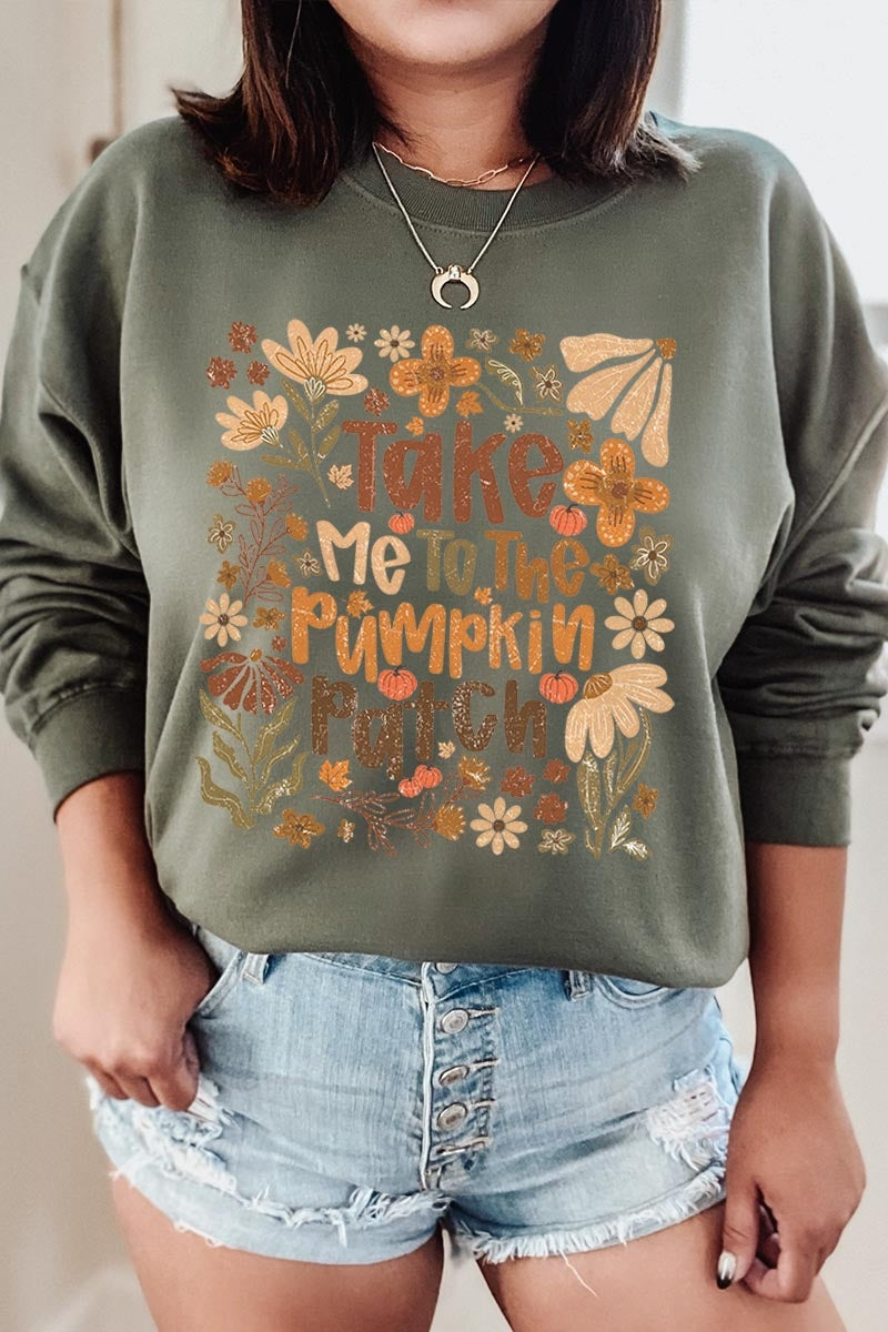 UL180P-E3136 Take Me To The Pumpkin Patch Plus Sweatshirt $25