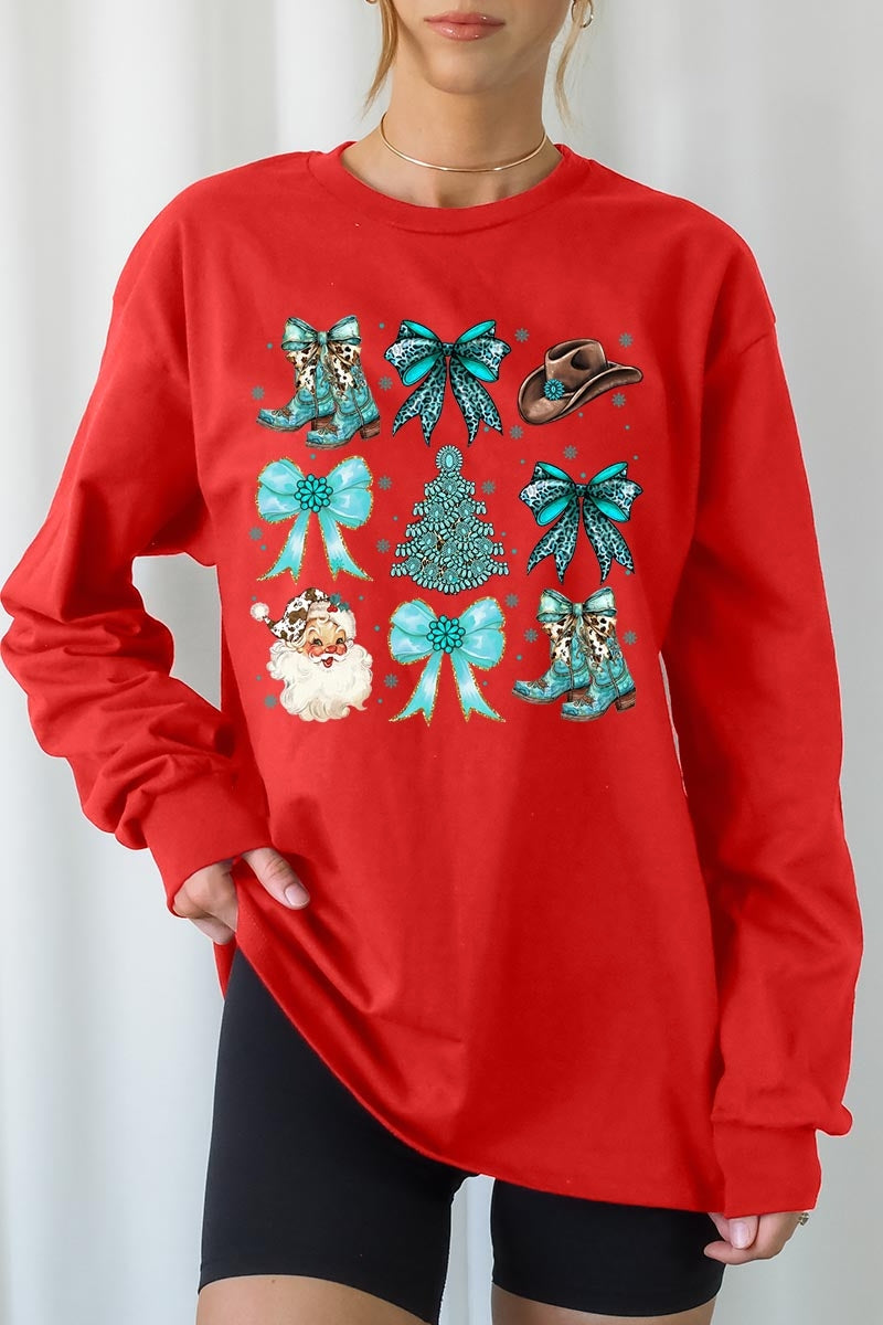 UL240-E3180 Western Christmas Graphic Long Sleeve Tee $13.75