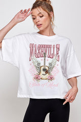 CTS-E3157 Nashville Rose Graphic Relaxed Crop Top $11