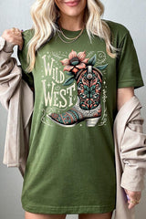 US3001-E3100 Wild West Cowgirl Boot Graphic Tee $12.5