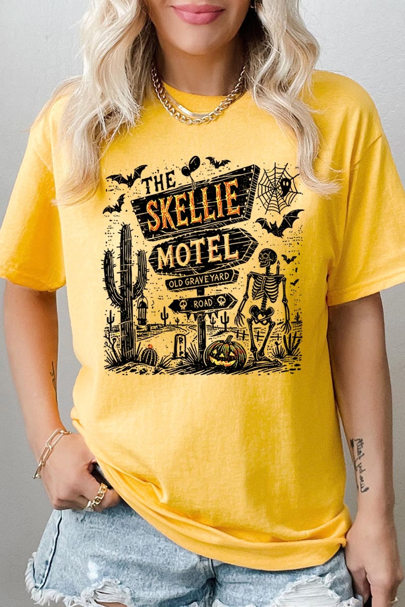 5000-E3108 Skellie Motel Halloween Graphic Heavy Cotton Tee $9
