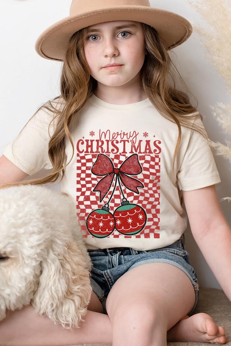 US3001Y-E3196Z Cherry Ornament Christmas Kids Graphic Tee $11