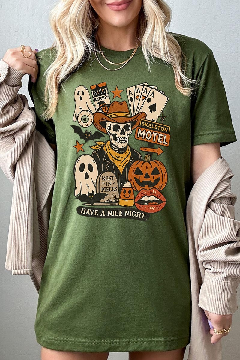 US3001P-E3107 Spooky Western Skeleton Graphic Plus Tee $16