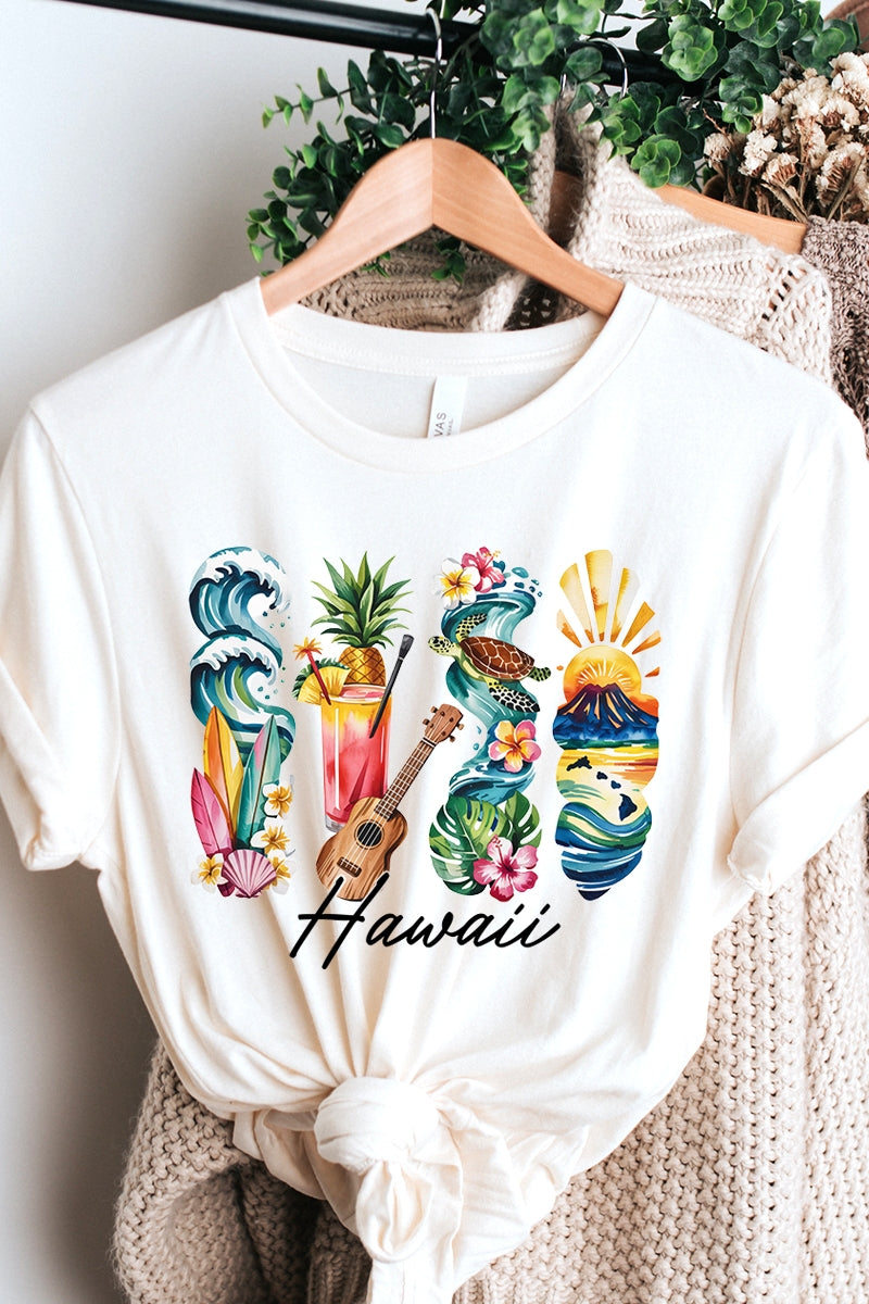 US3001-E3061HI Hawaii State Brushstroke Graphic Tee $12.5