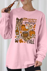 UL240-E3134 Fall Football Collage Graphic Long Sleeve Tee $13.75