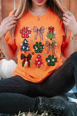US3001P-E3195 Christmas Bow Paw Graphic Plus Tee $16