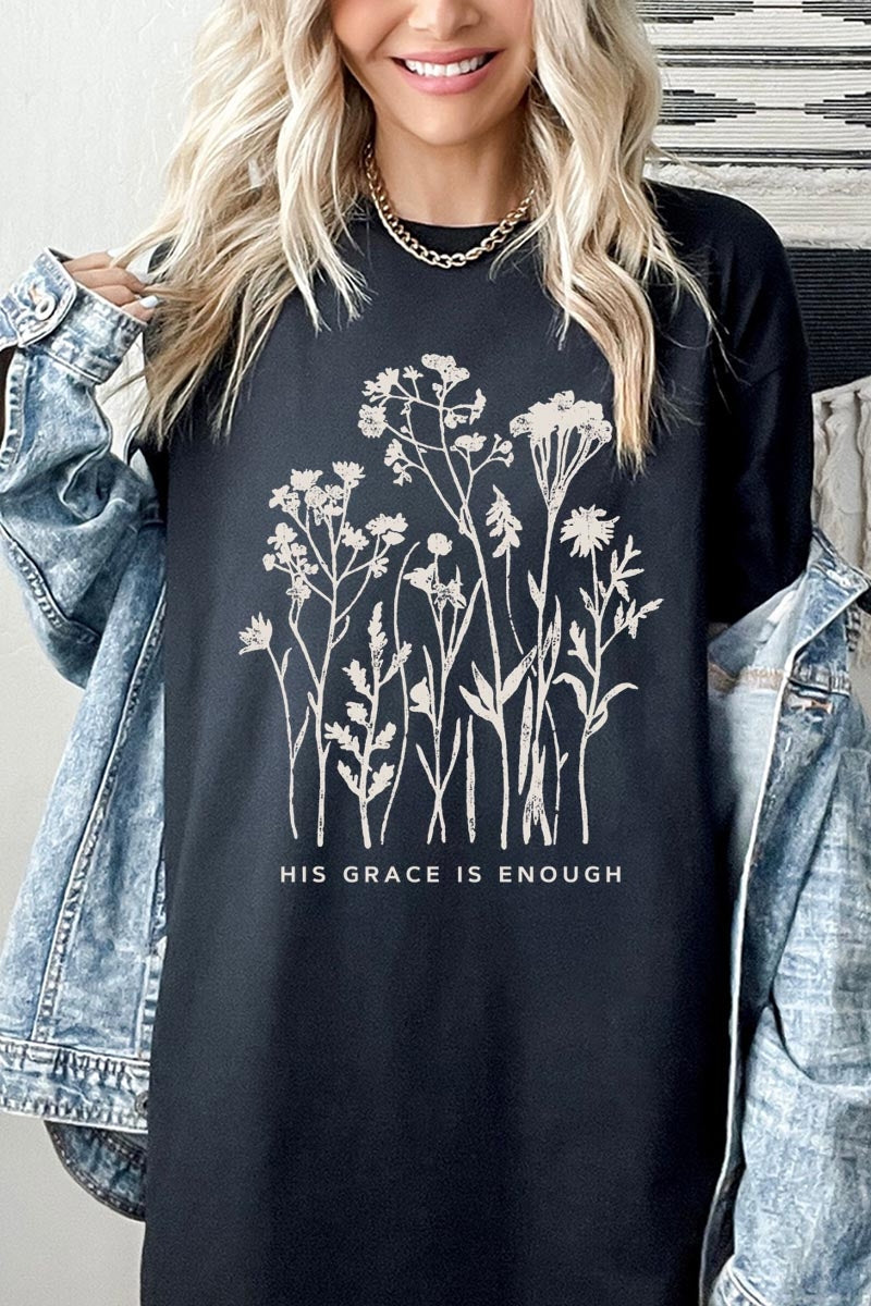 5000-E3146 Christian Wildflower Graphic Heavy Cotton Tee $9