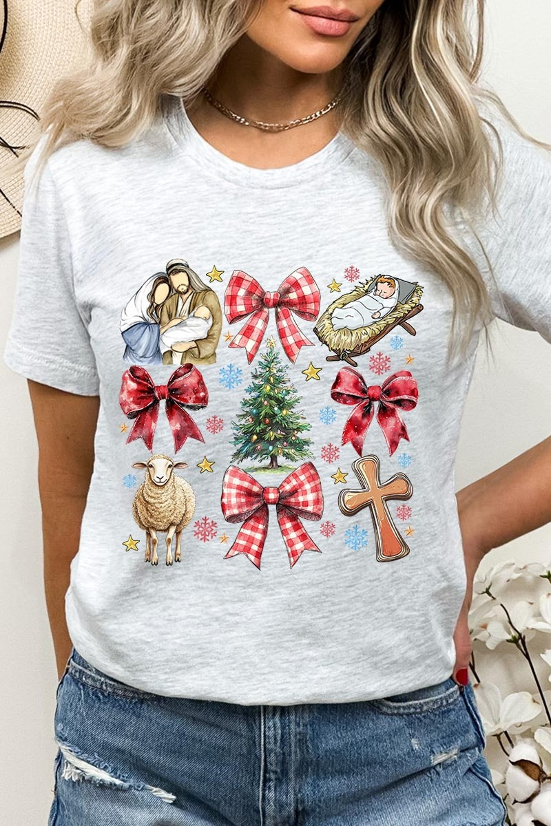 US3001P-E3219 Nativity Scene Christmas Graphic Plus Tee $16