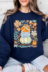 UL180-E3153 Floral Pumpkin Stack Graphic Sweatshirt $20