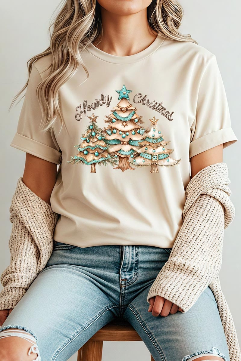 US3001P-E3185 Howdy Christmas Graphic Plus Tee $16