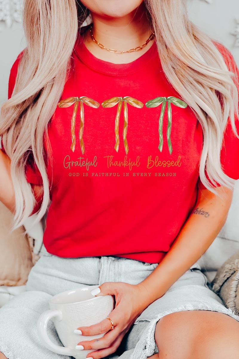 US3001-E3111 Grateful Thankful Blessed Graphic Tee $12.5