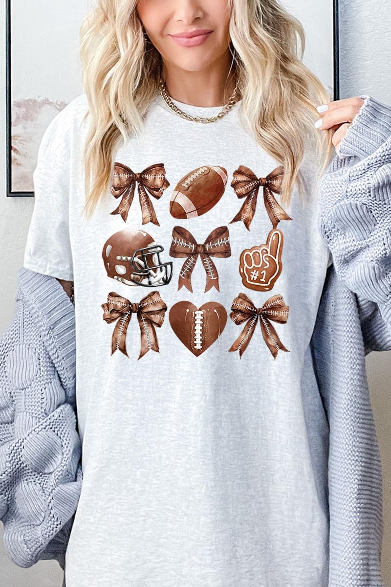 5000-E3054 Cute Football and Bow Graphic Heavy Cotton Tee $9