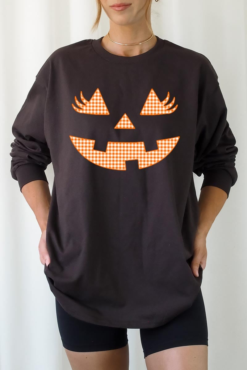 UL240P-E3148 Cute Pumpkin Halloween Plus Long Sleeve Tee $17