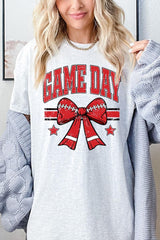 5000P-E3062 Red Football Bow Graphic Plus Heavy Cotton Tee $12.75